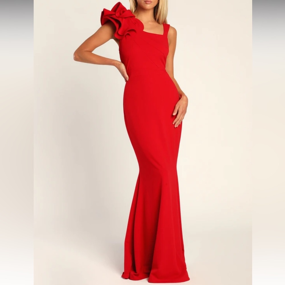 Lulus red ruffled mermaid dress